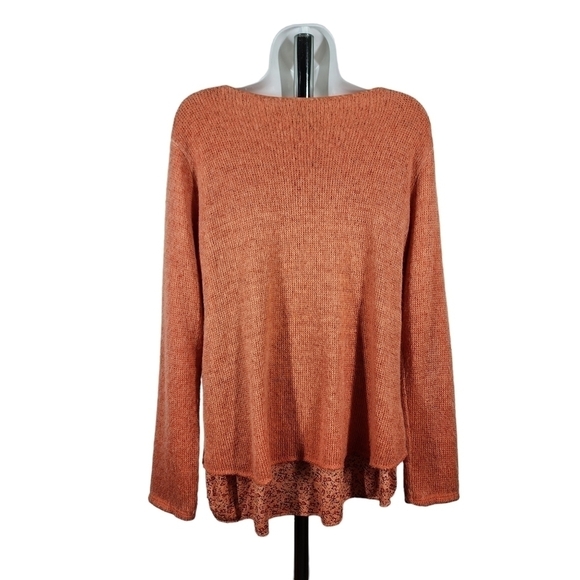 BELLE FRANCE WOOL BLEND LAYERED LOOK SWEATER - Picture 2 of 8